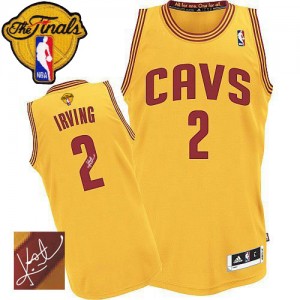 Cleveland Cavaliers #2 Adidas Alternate Autographed 2015 The Finals Patch Or Authentic Maillot d'équipe de NBA Vente pas cher - Kyrie Irving pour Homme