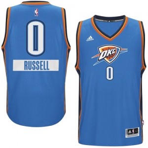 Maillot Authentic Oklahoma City Thunder NBA 2014-15 Christmas Day Bleu - #0 Russell Westbrook - Homme