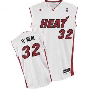 Miami Heat #32 Adidas Home Blanc Swingman Maillot d'équipe de NBA pas cher - Shaquille O'Neal pour Homme