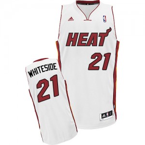 Maillot NBA Blanc Hassan Whiteside #21 Miami Heat Home Swingman Homme Adidas