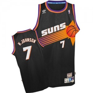 Phoenix Suns #7 Adidas Throwback Noir Authentic Maillot d'équipe de NBA pas cher - Kevin Johnson pour Homme
