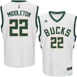 Maillot NBA Blanc Khris Middleton #22 Milwaukee Bucks Home Authentic Homme Adidas