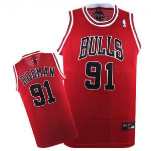 Chicago Bulls #91 Nike Rouge Authentic Maillot d'équipe de NBA Braderie - Dennis Rodman pour Homme