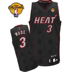Miami Heat Dwyane Wade #3 Rhythm Fashion Finals Patch Authentic Maillot d'équipe de NBA - Noir pour Homme