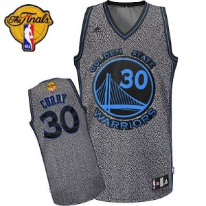 Maillot NBA Golden State Warriors #30 Stephen Curry Gris Adidas Authentic Static Fashion 2015 The Finals Patch - Femme