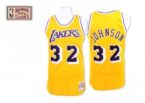 Maillot Authentic Los Angeles Lakers NBA Throwback Or - #32 Magic Johnson - Homme