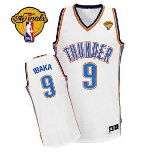 Oklahoma City Thunder Serge Ibaka #9 Home Finals Patch Authentic Maillot d'équipe de NBA - Blanc pour Homme