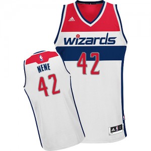 Washington Wizards Nene #42 Home Swingman Maillot d'équipe de NBA - Blanc pour Homme