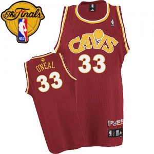 Maillot Mitchell and Ness Orange CAVS Throwback 2015 The Finals Patch Authentic Cleveland Cavaliers - Shaquille O'Neal #33 - Homme