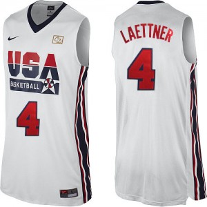 Team USA #4 Nike 2012 Olympic Retro Blanc Authentic Maillot d'équipe de NBA en soldes - Christian Laettner pour Homme
