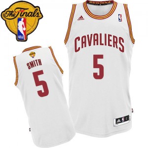 Maillot NBA Cleveland Cavaliers #5 J.R. Smith Blanc Adidas Swingman Home 2015 The Finals Patch - Homme