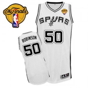 Maillot NBA Blanc David Robinson #50 San Antonio Spurs Home Finals Patch Authentic Homme Adidas