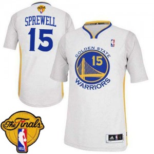 Maillot Authentic Golden State Warriors NBA Alternate 2015 The Finals Patch Blanc - #15 Latrell Sprewell - Homme