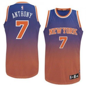 Maillot Adidas Bleu Resonate Fashion Authentic New York Knicks - Carmelo Anthony #7 - Homme