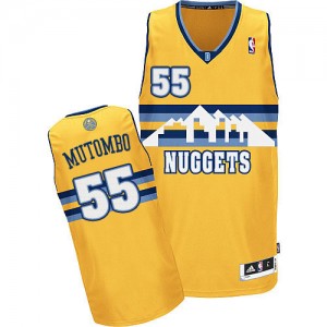Maillot NBA Or Dikembe Mutombo #55 Denver Nuggets Alternate Authentic Homme Adidas