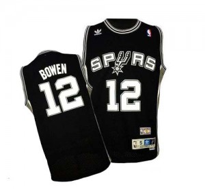 Maillot NBA Noir Bruce Bowen #12 San Antonio Spurs Throwback Finals Patch Swingman Homme Adidas