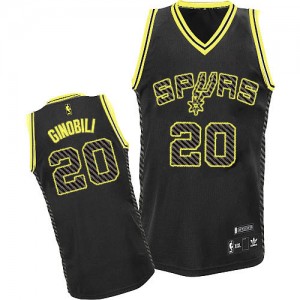 San Antonio Spurs Manu Ginobili #20 Electricity Fashion Authentic Maillot d'équipe de NBA - Noir pour Homme