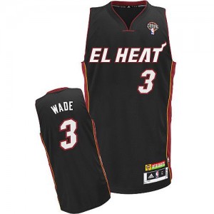 Maillot Authentic Miami Heat NBA Latin Nights Noir - #3 Dwyane Wade - Homme