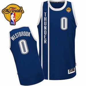 Oklahoma City Thunder Russell Westbrook #0 Alternate Finals Patch Authentic Maillot d'équipe de NBA - Bleu marin pour Homme