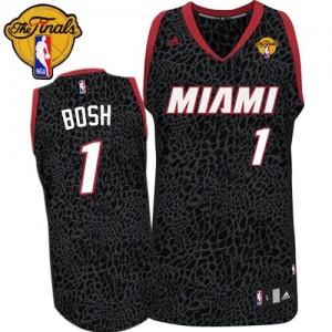 Miami Heat Chris Bosh #1 Crazy Light Finals Patch Authentic Maillot d'équipe de NBA - Noir pour Homme