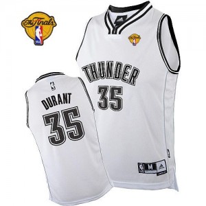 Maillot NBA Authentic Kevin Durant #35 Oklahoma City Thunder Finals Patch Blanc - Homme