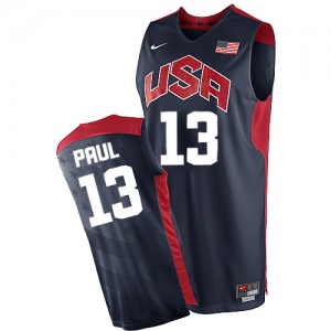 Team USA #13 Nike 2012 Olympics Bleu marin Authentic Maillot d'équipe de NBA Soldes discount - Chris Paul pour Homme