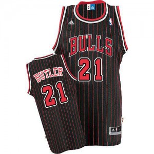 Maillot NBA Noir Rouge Jimmy Butler #21 Chicago Bulls Strip Swingman Homme Adidas