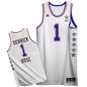 Maillot NBA Chicago Bulls #1 Derrick Rose Blanc Adidas Authentic 2015 All Star - Homme