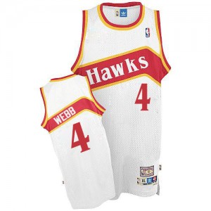 Atlanta Hawks #4 Adidas Throwback Blanc Authentic Maillot d'équipe de NBA en vente en ligne - Spud Webb pour Homme