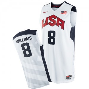 Team USA Nike Deron Williams #8 2012 Olympics Authentic Maillot d'équipe de NBA - Blanc pour Homme