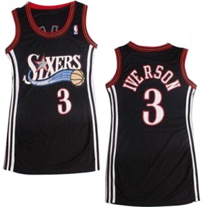 Philadelphia 76ers Allen Iverson #3 Dress Swingman Maillot d'équipe de NBA - Noir pour Femme