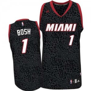 Maillot NBA Noir Chris Bosh #1 Miami Heat Crazy Light Swingman Homme Adidas