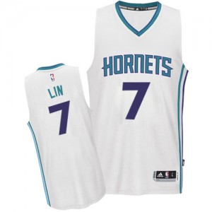 Maillot NBA Blanc Jeremy Lin #7 Charlotte Hornets Home Authentic Homme Adidas
