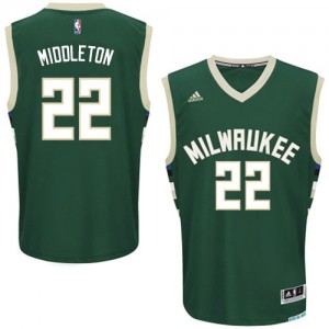 Maillot NBA Vert Khris Middleton #22 Milwaukee Bucks Road Swingman Homme Adidas