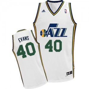 Utah Jazz #40 Adidas Home Blanc Swingman Maillot d'équipe de NBA boutique en ligne - Jeremy Evans pour Homme