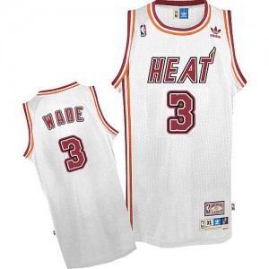Maillot Adidas Blanc Throwback Authentic Miami Heat - Dwyane Wade #3 - Homme