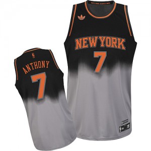 New York Knicks #7 Adidas Fadeaway Fashion Gris noir Swingman Maillot d'équipe de NBA préférentiel - Carmelo Anthony pour Homme