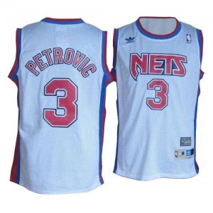 Brooklyn Nets Drazen Petrovic #3 Throwback Authentic Maillot d'équipe de NBA - Blanc pour Homme