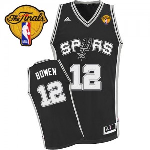 San Antonio Spurs Bruce Bowen #12 Road Finals Patch Swingman Maillot d'équipe de NBA - Noir pour Homme
