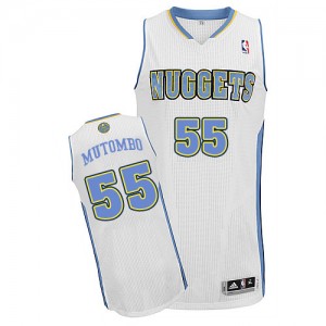 Denver Nuggets #55 Adidas Home Blanc Authentic Maillot d'équipe de NBA pour pas cher - Dikembe Mutombo pour Homme