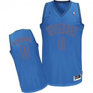 Maillot NBA Oklahoma City Thunder #0 Russell Westbrook Bleu Adidas Swingman Big Color Fashion - Homme