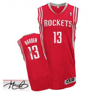 Maillot Adidas Rouge Road Autographed Authentic Houston Rockets - James Harden #13 - Homme