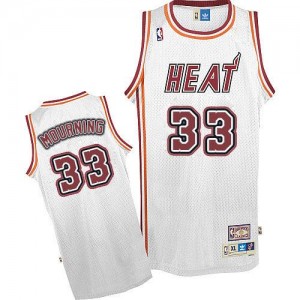 Maillot Authentic Miami Heat NBA Throwback Blanc - #33 Alonzo Mourning - Homme