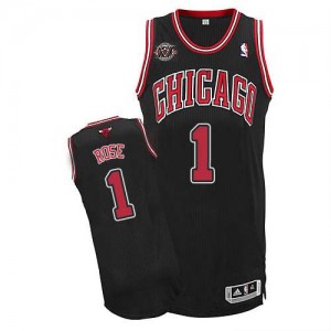 Chicago Bulls #1 Adidas Alternate 20TH Anniversary Noir Authentic Maillot d'équipe de NBA en ligne pas chers - Derrick Rose pour Homme