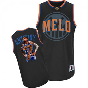 Maillot Adidas Noir Notorious Authentic New York Knicks - Carmelo Anthony #7 - Homme