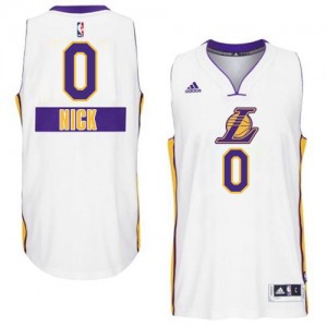 Maillot NBA Los Angeles Lakers #0 Nick Young Blanc Adidas Authentic 2014-15 Christmas Day - Homme