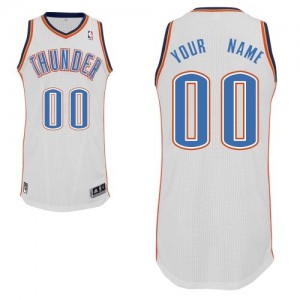 Maillot NBA Blanc Authentic Personnalisé Oklahoma City Thunder Home Homme Adidas