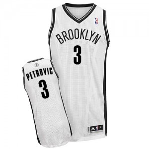 Maillot Adidas Blanc Home Authentic Brooklyn Nets - Drazen Petrovic #3 - Homme