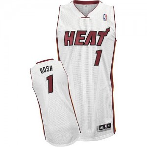 Miami Heat Chris Bosh #1 Home Authentic Maillot d'équipe de NBA - Blanc pour Homme