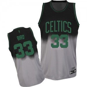 Maillot Adidas Gris noir Fadeaway Fashion Authentic Boston Celtics - Larry Bird #33 - Homme